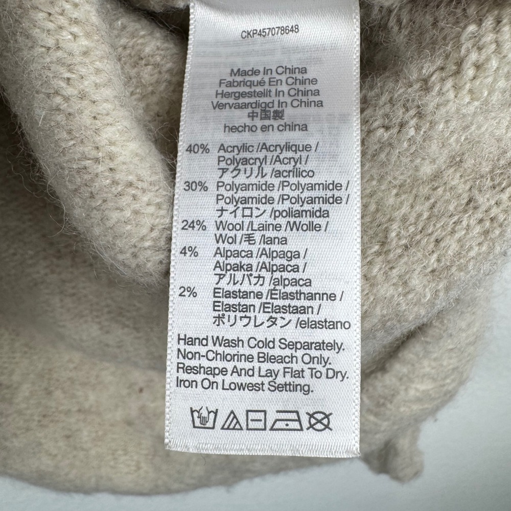 Madewell Knit Hoodie Women Medium Beige Excellent Wool Alpaca Blend Casual Chic - Picture 4 of 7